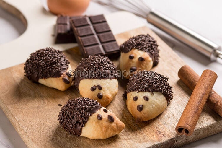 Biscotti a forma di riccio di pasta frolla