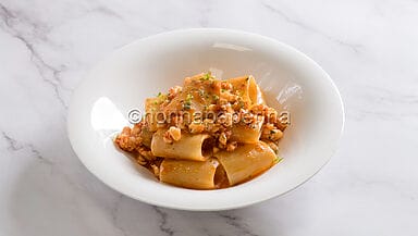 Paccheri con salsa di gamberi e lime