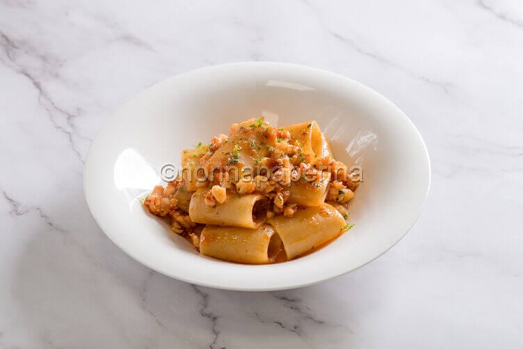 Paccheri con salsa di gamberi e lime