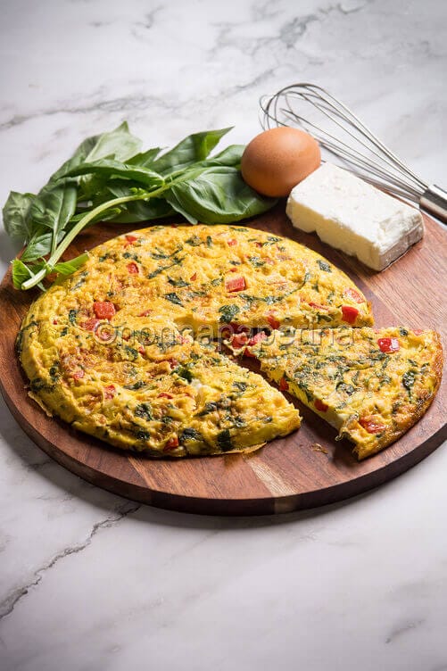 Frittata al basilico e peperoni