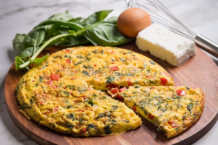 Frittata al basilico e peperoni