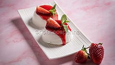 Panna cotta al cocco con coulis di fragole