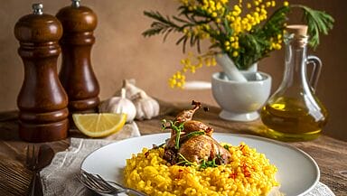 Risotto con quaglie e zafferano