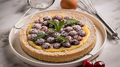 Crostata di ciliegie e crema pasticcera