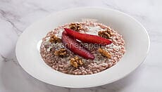 Risotto con pere rosse