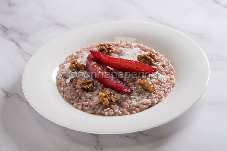 Risotto con pere rosse