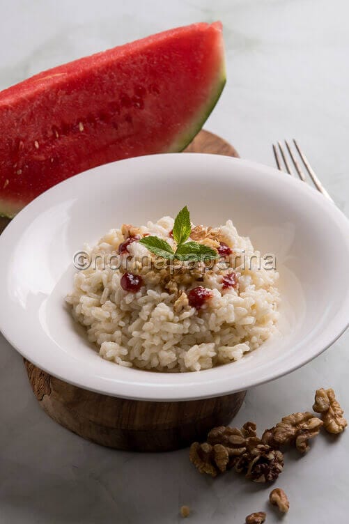 Risotto freddo con riduzione di anguria