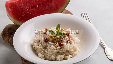 Risotto freddo con riduzione di anguria