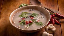 Zuppa thai tom kha gai, un primo piatto thailandese squisito Zuppa thai tom kha gai, un primo piatto thailandese squisito