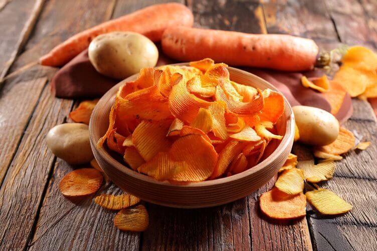 chips di patate, carote o zucche