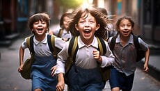 ritorno a scuola bimbi felici