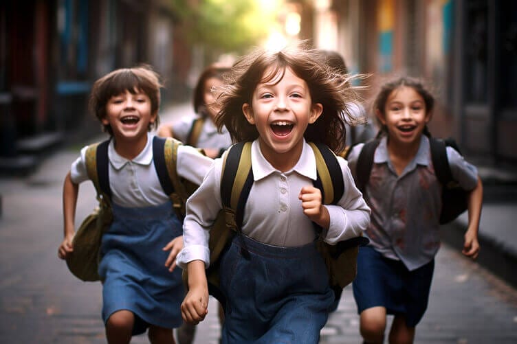 ritorno a scuola bimbi felici