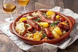 Choucroute alsaziana (o Choucroute garnie): tra crauti, carni e tradizione Choucroute alsaziana (o Choucroute garnie): tra crauti, carni e tradizione
