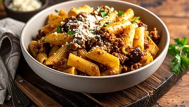 Pasta melanzane e salsiccia