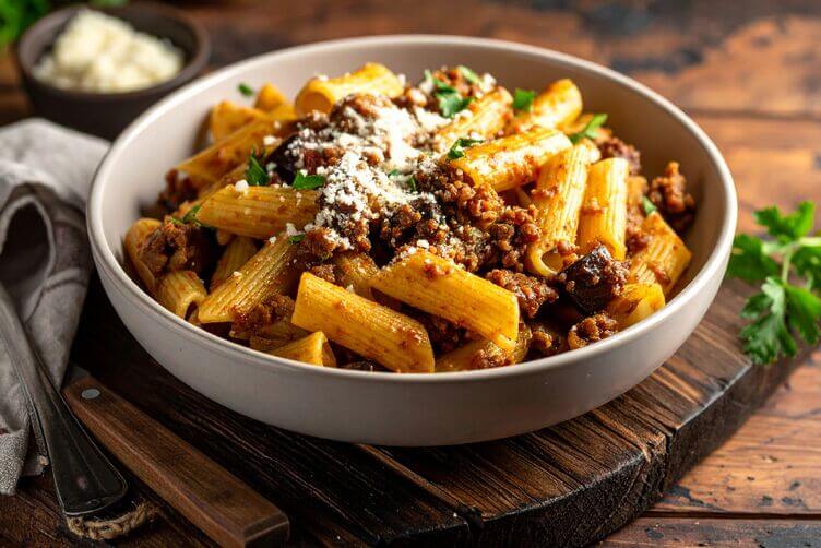 Pasta melanzane e salsiccia
