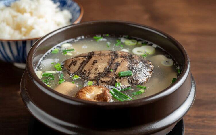 Suppon nabe: hot pot tradizionale giapponese con carne di tartaruga Suppon nabe la zuppa giapponese di tartaruga