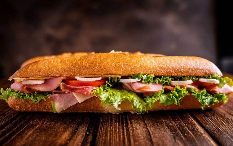 baguette con prosciutto di york