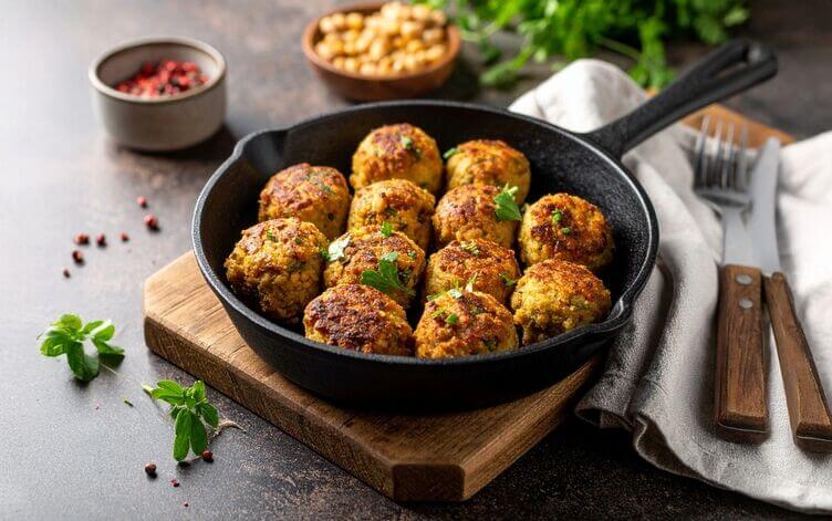 polpette di ceci al fieno greco in padella o polpette di ceci al fieno greco in padella o