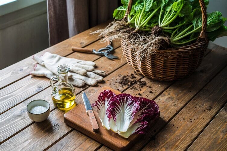radicchio fresco su tagliere
