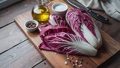 radicchio fresco su tagliere