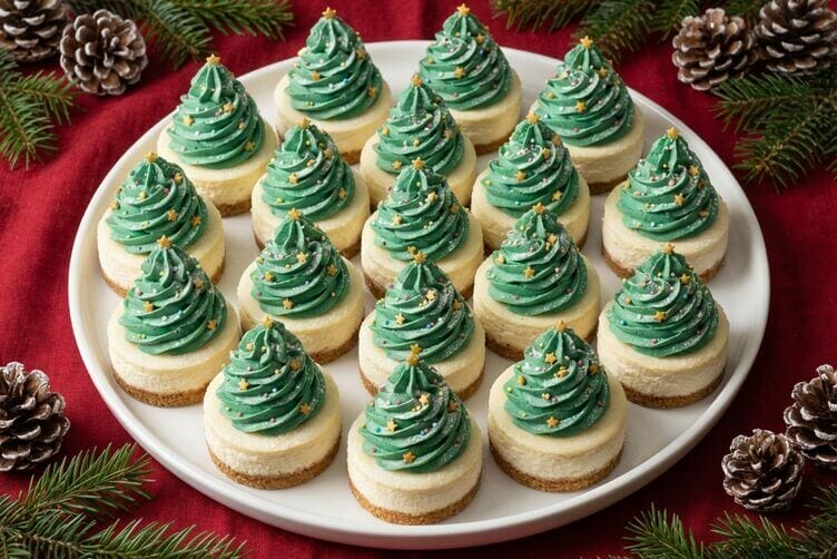 Mini cheesecake ad alberello di Natale Mini cheesecake ad alberello di Natale