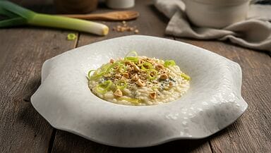 risotto con porri e gorgonzola