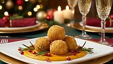 Sfere croccanti di besciamella al Grana Padano: antipasto di Capodanno cremoso e scenografico Sfere croccanti di besciamella al Grana Padano: antipasto di Capodanno cremoso e scenografico