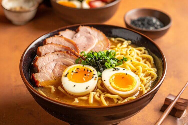 Uovo marinato shoyu su ramen o tsukemono