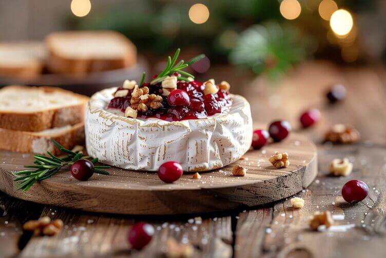 brie al forno con mirtilli rossi e noci