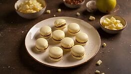 Macaron al cioccolato e pere