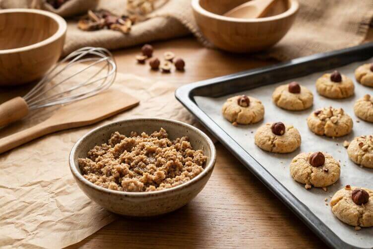 okara di nocciola riutilizzata per biscotti con latte di nocciole