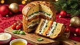 Panettone gastronomico vegetariano: antipasto di Natale a strati