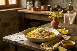Fregula allo zafferano con carciofi per la festa della donna: senza glutine e lattosio Fregula allo zafferano con carciofi per la festa della donna: senza glutine e lattosio