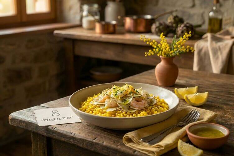 Fregula allo zafferano con carciofi