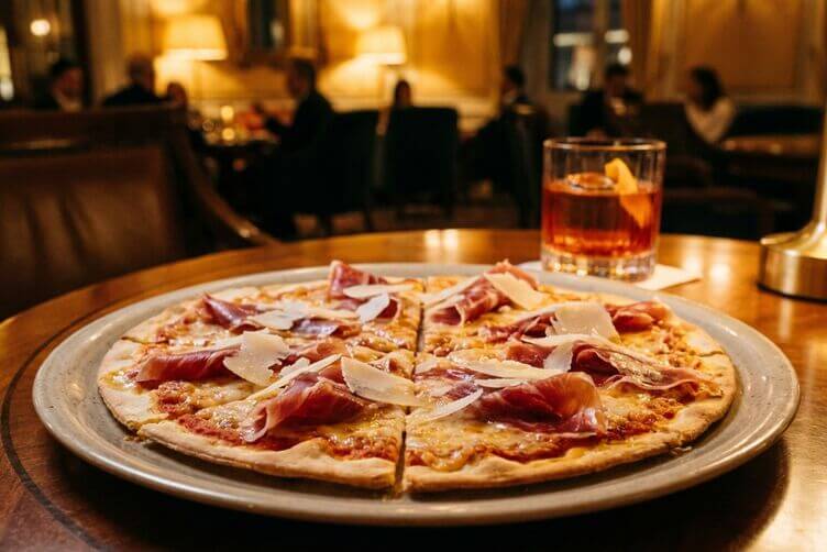 Pizza sottile con patanegra Pizza sottile con patanegra