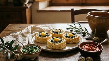 Tortine di sfoglia con ricotta e agretti