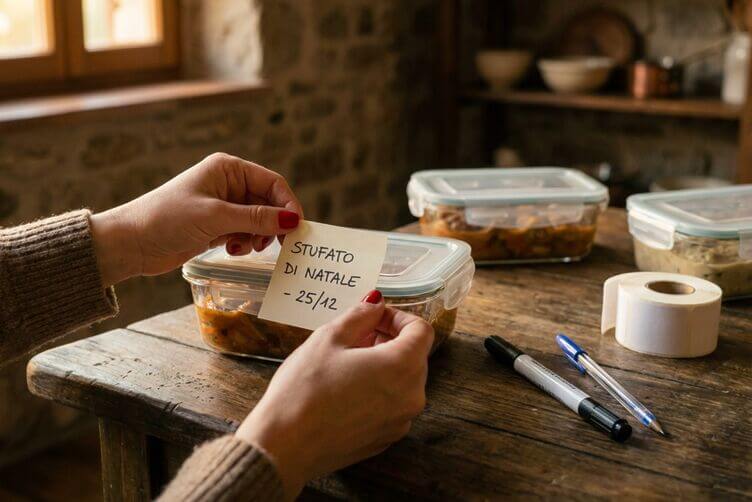 Come conservare gli avanzi di Natale: etichettare i contenitori con la data di preparazione