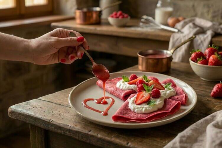 presentazione crepes rosa