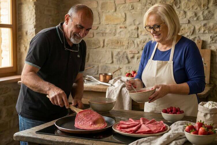 crepes rosa senza glutine in coppia