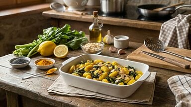 gnocchetti alla curcuma con cime di rapa