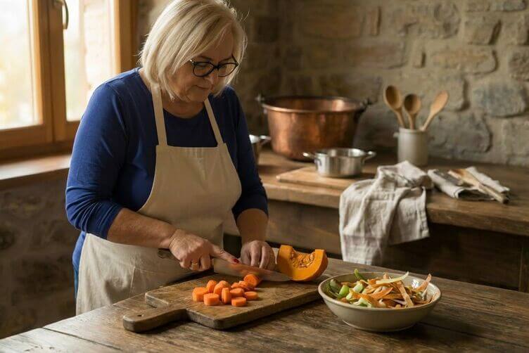 zuppe e vellutate leggere tiziana che taglia verdure