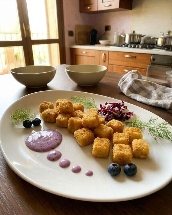 Bocconcini di pesce spada con salsa di mirtilli o1