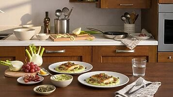 Branzino con crema di finocchi e uva