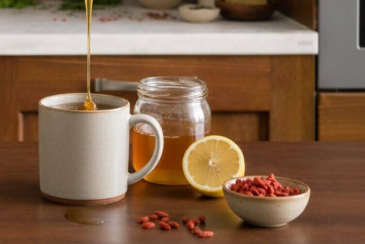 Infuso di bacche di goji con miele Infuso di bacche di goji con miele
