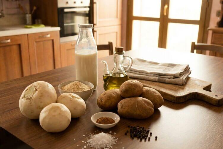 Ingredienti per Gratin di rape bianche Ingredienti per Gratin di rape bianche