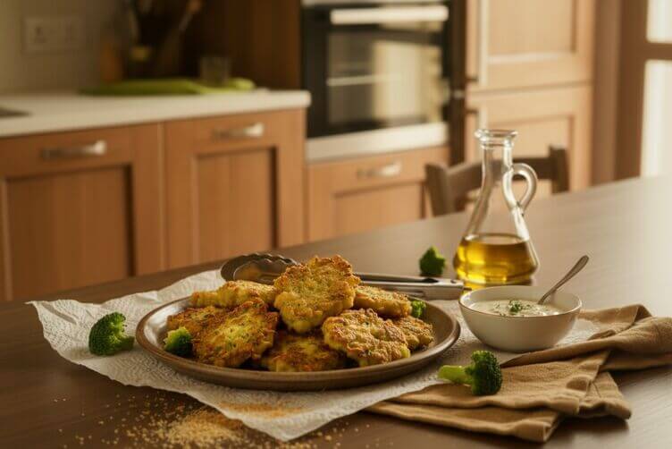 Polpettine di broccoli dorate con salsa leggera Polpettine di broccoli dorate con salsa leggera