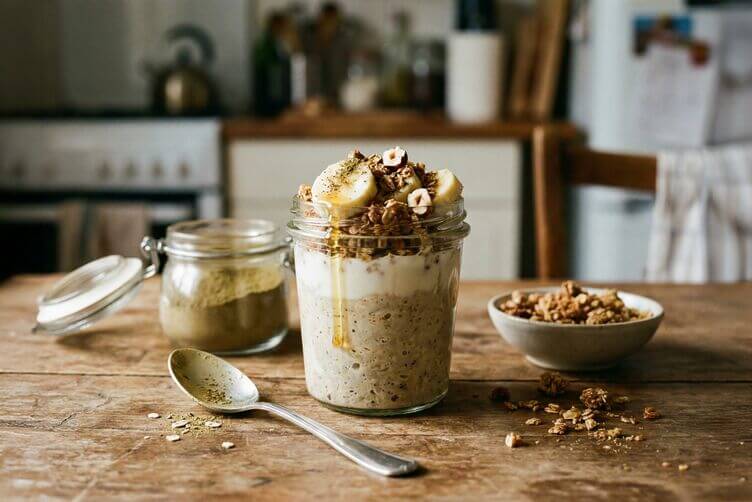 Vasetto di Overnight oats hojicha