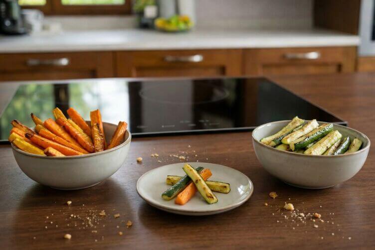 assaggio minuscolo di verdure con salsa cremosa assaggio minuscolo di verdure con salsa cremosa