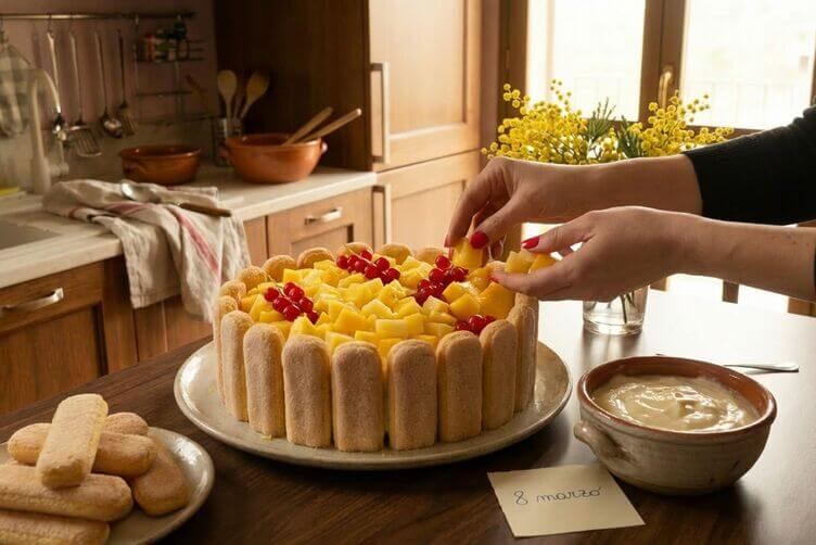 Charlotte mimosa senza cottura