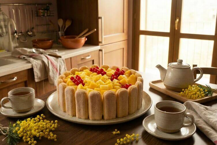 Charlotte mimosa senza cottura